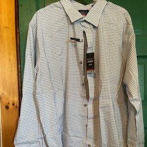 White and gray checkered dress shirt